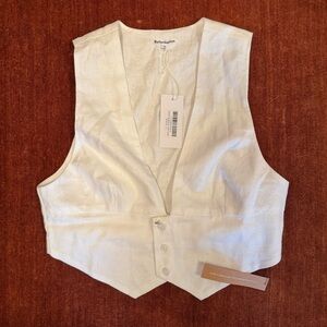 Reformation Sofia White Linen Vest